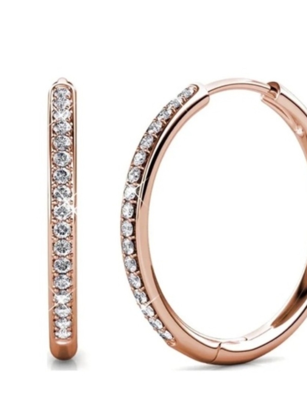 Bianca 18k White Gold Plated 25mm Silver Hoop Earrings with Swarovski Crystals